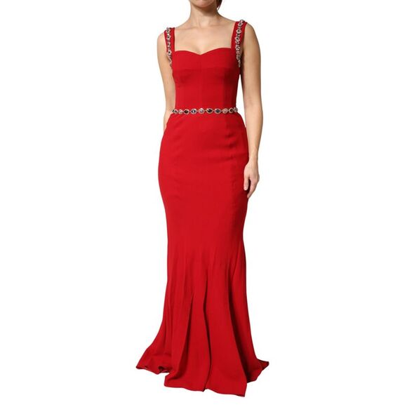 Dolce & Gabbana Dresses & Skirts - Dolce & Gabbana Red Crystals Sheath Mermaid Long Gown Women's Dress (Pre-Owned)